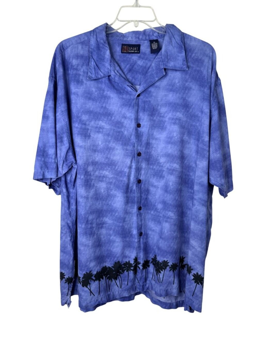 HB Sport Harbor Bay Men’s 3XL Hawaiian Shirt Blue Palm Tree Camp Shirt Tropical